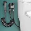 Stainless Steel Gun Grey Bathroom Bidet Sprayer Set for Toilet-adjustable Water Pressure Nozzle One Into Two