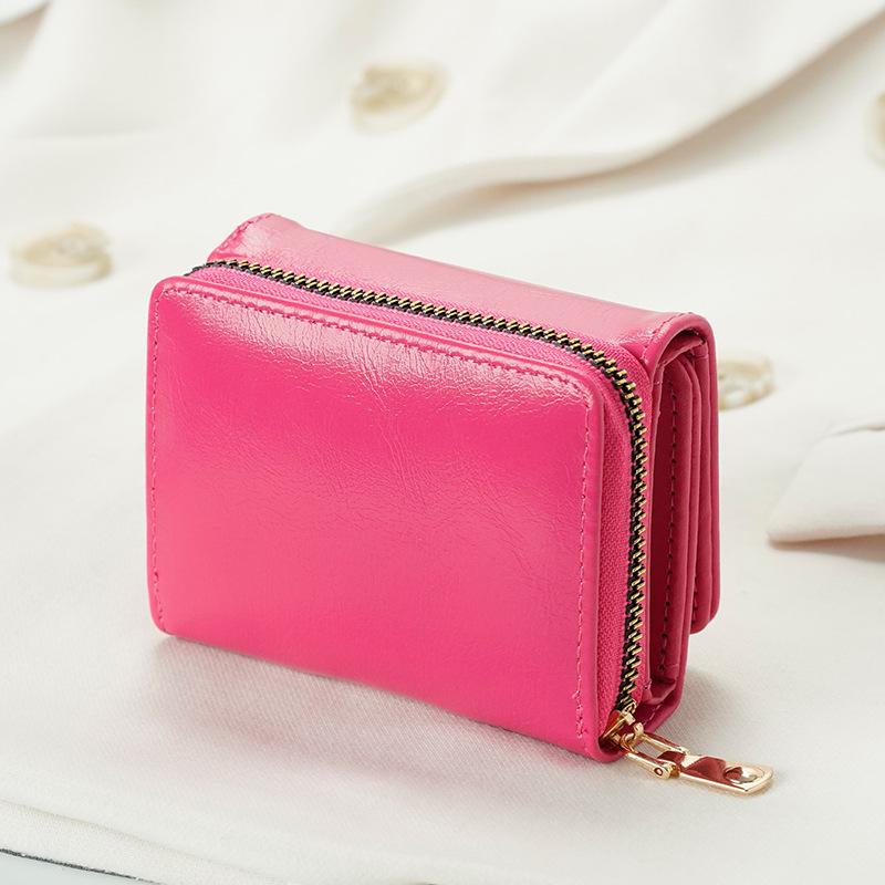 Credit Card ID Card Cash Wallet Women's Wallet Small Wallet Short Wallet Card Bag Zipper Wallet Multi-layer Three-fold