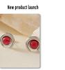 Half-Moon Glass Stone 18K Gold-Plated Stainless Steel Stud Earrings