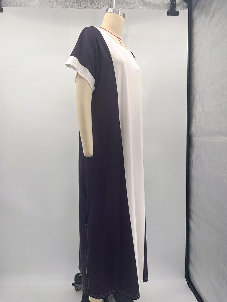 2025 Damen Resort Colorblock Print Lockeres Kleid