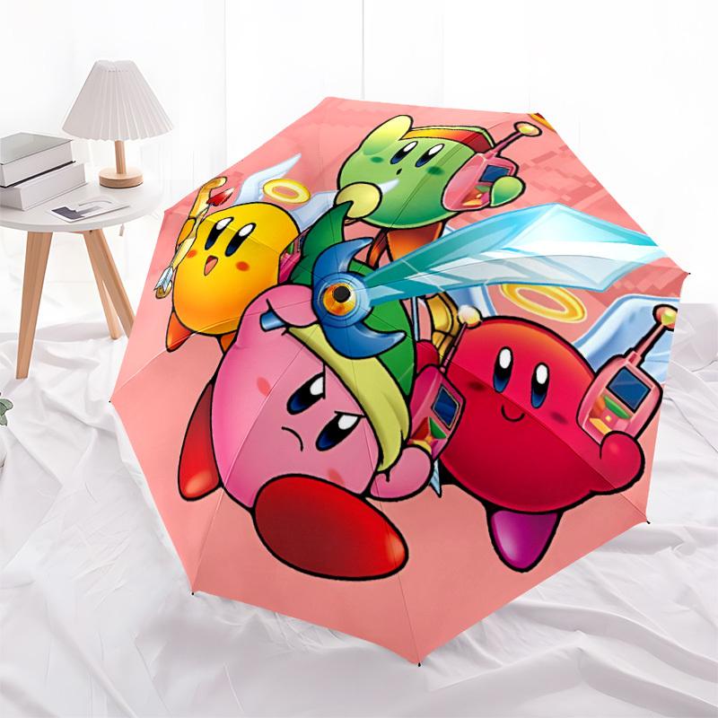 1pc Kirby Characters Automatic Folding Umbrella, 8 Ribs for All-Season Use, Portable for Travel & Outdoor Activities 003