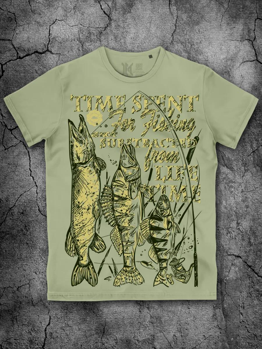 Fishing T-shirt Pistachio Cotton S