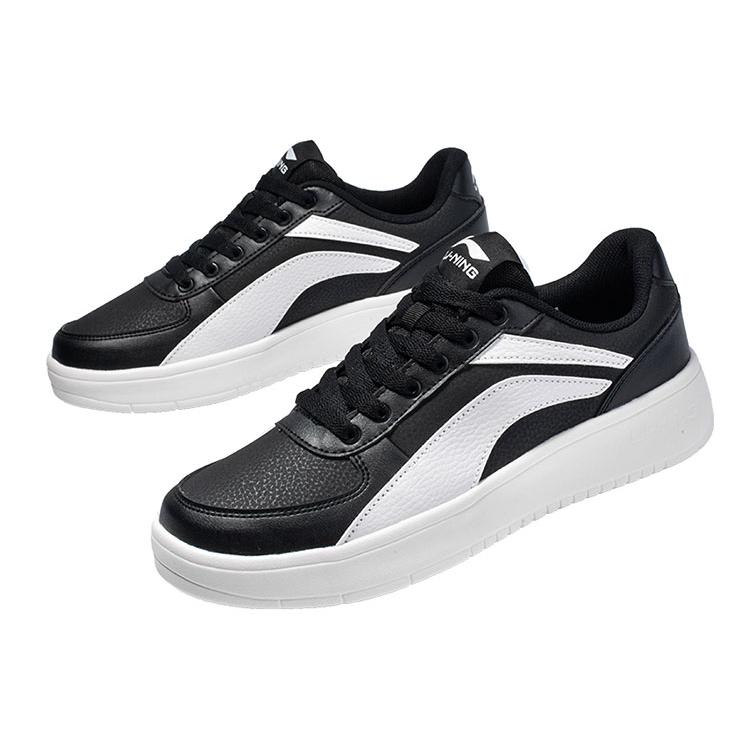 New LiNing Anti Slip Wear Resistant Low Top Skateboard Shoes Men's Black White AGCP335-9