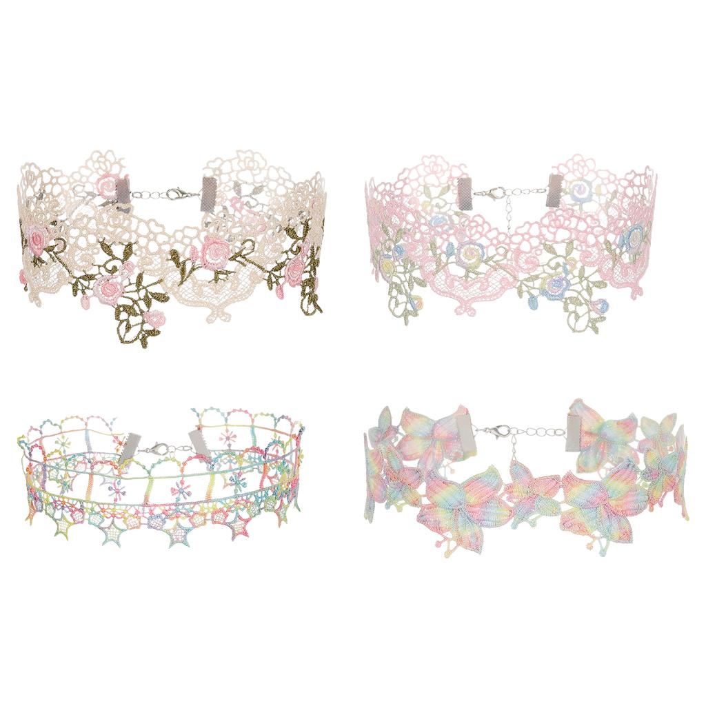 Colar de Renda Vazada Delicada com Adorno de Padrão Floral Colar Sofisticado para Casamentos e Festas