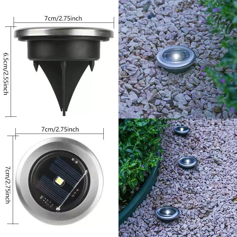 Solar Edelstahl 8-LED Bodeneinbauleuchte für Rasen- & Hofdekoration