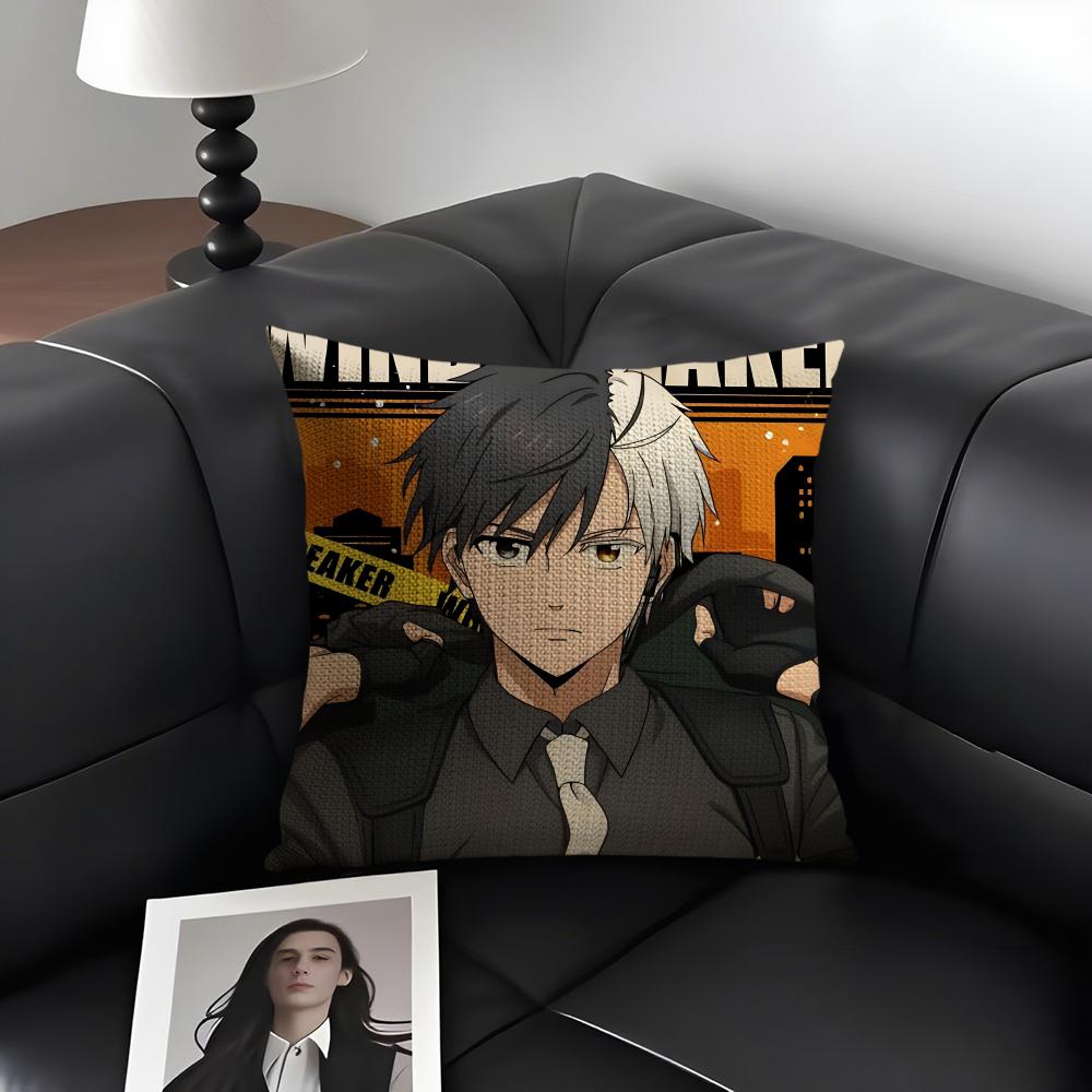 WWind BreakerR Webtoon Cushion Cover Natural Linen Organic Fabric DoubleSided Printing Sofa Home Decor Gift Pillow Case