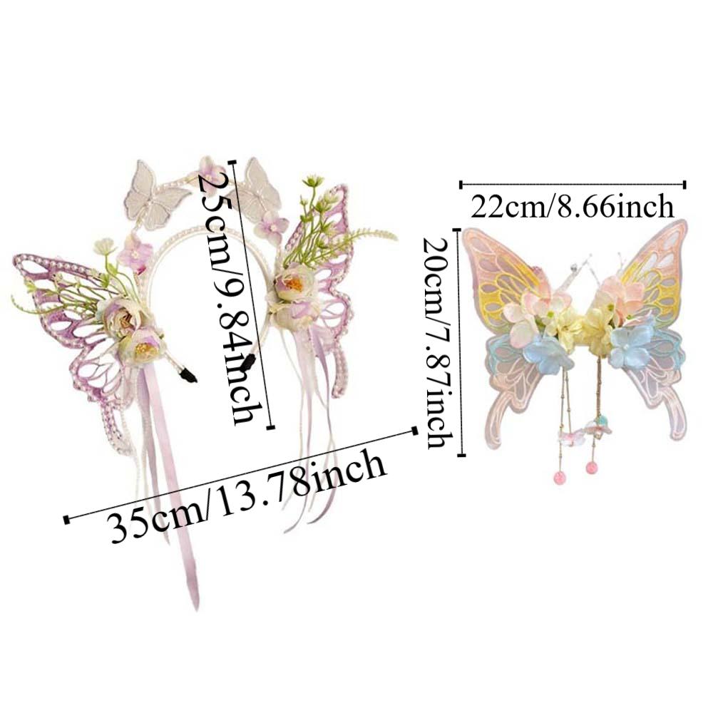 Elegant Sweet Butterfly Fairy Hair Hoop Mesh Ribbon Elf Ear Headband Lolita Hair Accessories Flower Headband Women