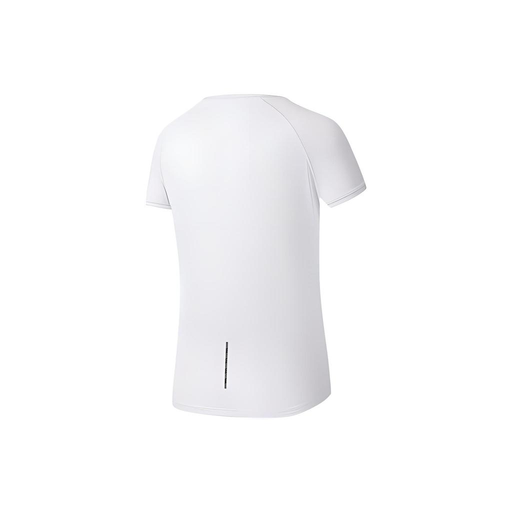 Li Ning Running Series Logo Print Solid Color Pullover Quick-Dry Breathable Round Neck Short Sleeve T-Shirt Women Tops White ATSS566-1