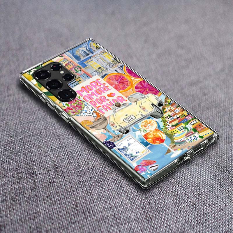 Meereslandschaft Wein Zitrone Handyhülle Für Samsung Galaxy S24 S23 S21 S20 FE S22 S26 Ultra S25 Edge S10 Plus Hülle Klar TPU Capa