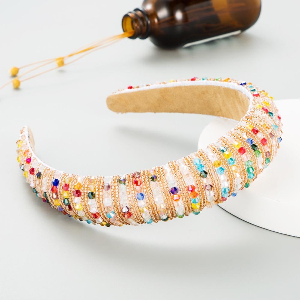 Baroque Sponge Hairband Beads Rhinestone Hair Hoop Fashion Vintage Hair Accessories Party