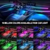 Acrylic Interior Car LED Lights with Wireless APP 6 In 1Ambient Lighting Kits Fiber Optic Strip LEDs 16 Million Colors Musicand
