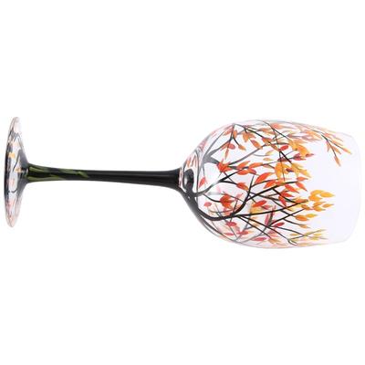Good-1Pcs HOT-Autumn Tree Wine Glass - Fall Colors - Leaves Of Red, Yellow, Orange - Hand Painted - Fall Leaf Reusable