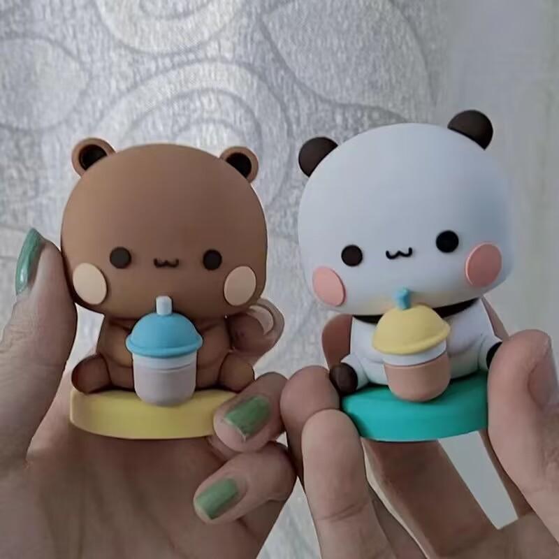 Bubu A Dudu Medvídek Panda Figurka Panenka Boba Čaj Kawaii Akční Figurky Hračka Sběratelské Ozdoby Pro Fanoušky Dívky Děti Dárek