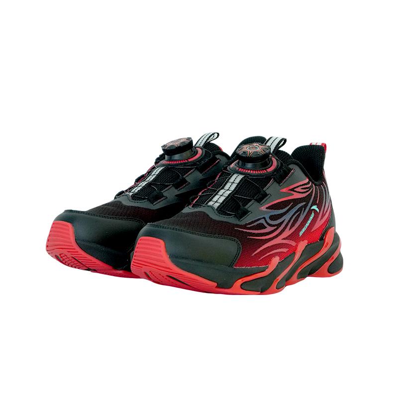 Anta Childrens Red Flame Fabric Synthetic Leather Comfortable Versatile Running Shoes Kids Running Shoes Black Hot-Red Signal-Blue 312445511R-2