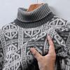 Hengyuanxiang Men's Striped Wool Turtleneck Sweater
