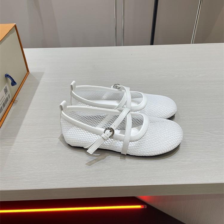 Frühling und Sommer neue Ballett-Mesh-Einzelschuhe Damenmode vielseitig hohl gekreuzte Schnalle Mary Jane Schuhe