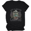 Life Is Better by The Campfire.T-Shirt Women Funny Camper Camp Camping T-Shirt Tent Graphic Tee Casual Top
