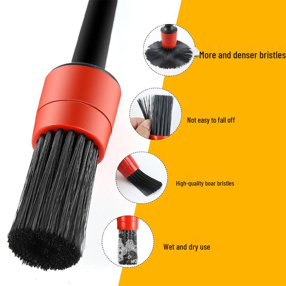 Six-Piece Car Interior Detailing Brush Set with Soft Bristles for Dusting and Cleaning Gaps and Air Vents