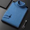 Men's High Neck Slim Fit Knit Sweater - Solid Color, Stretchy, Warm Autumn/Winter Wear for All Ages