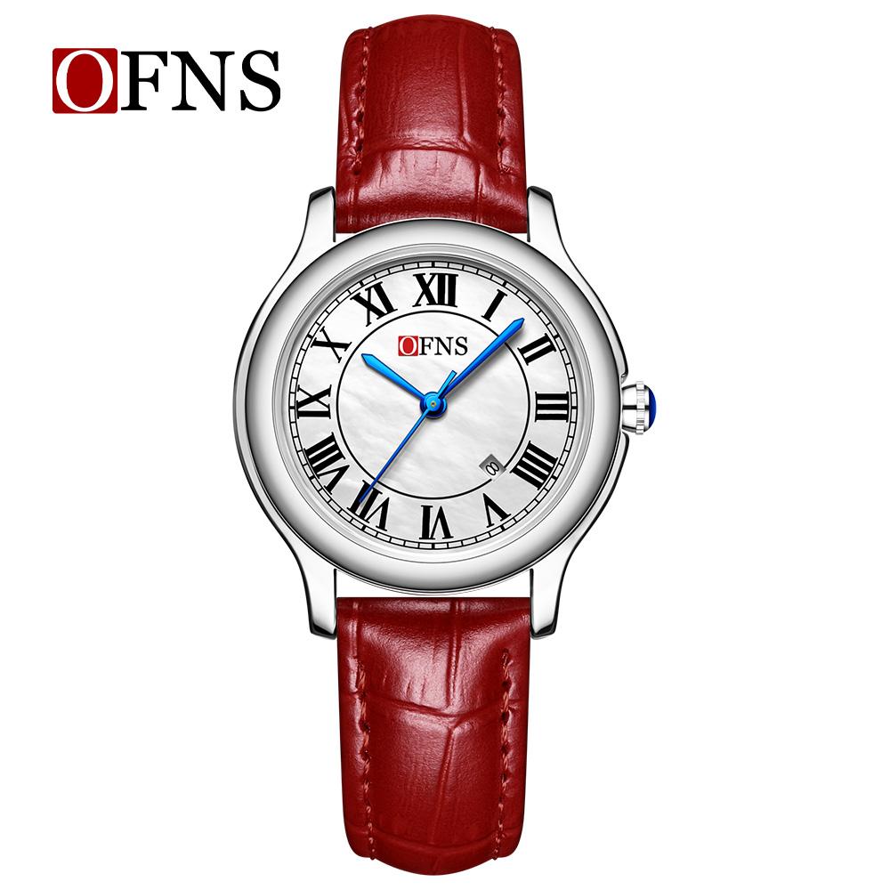 OFNS 1551 Quartz Waterproof Calendar Mother of Pearl Light Luxury Niche High-end Retro Women's Quartz Watch