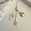 Handsome Metallic Key Holder Artistic Silver Tone Accessory Star Heart Musical Note Pendant Keychain Charm