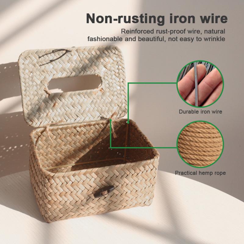 Retro Rattan Woven Tissue and Remote Holder