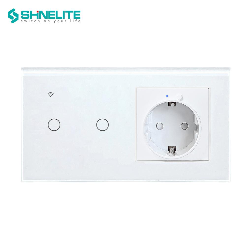 1 Gang EU Standard WiFi Smart Switch with WIFI USB Wall Socket, Tuya APP Remote Control Timer Power Outlet
