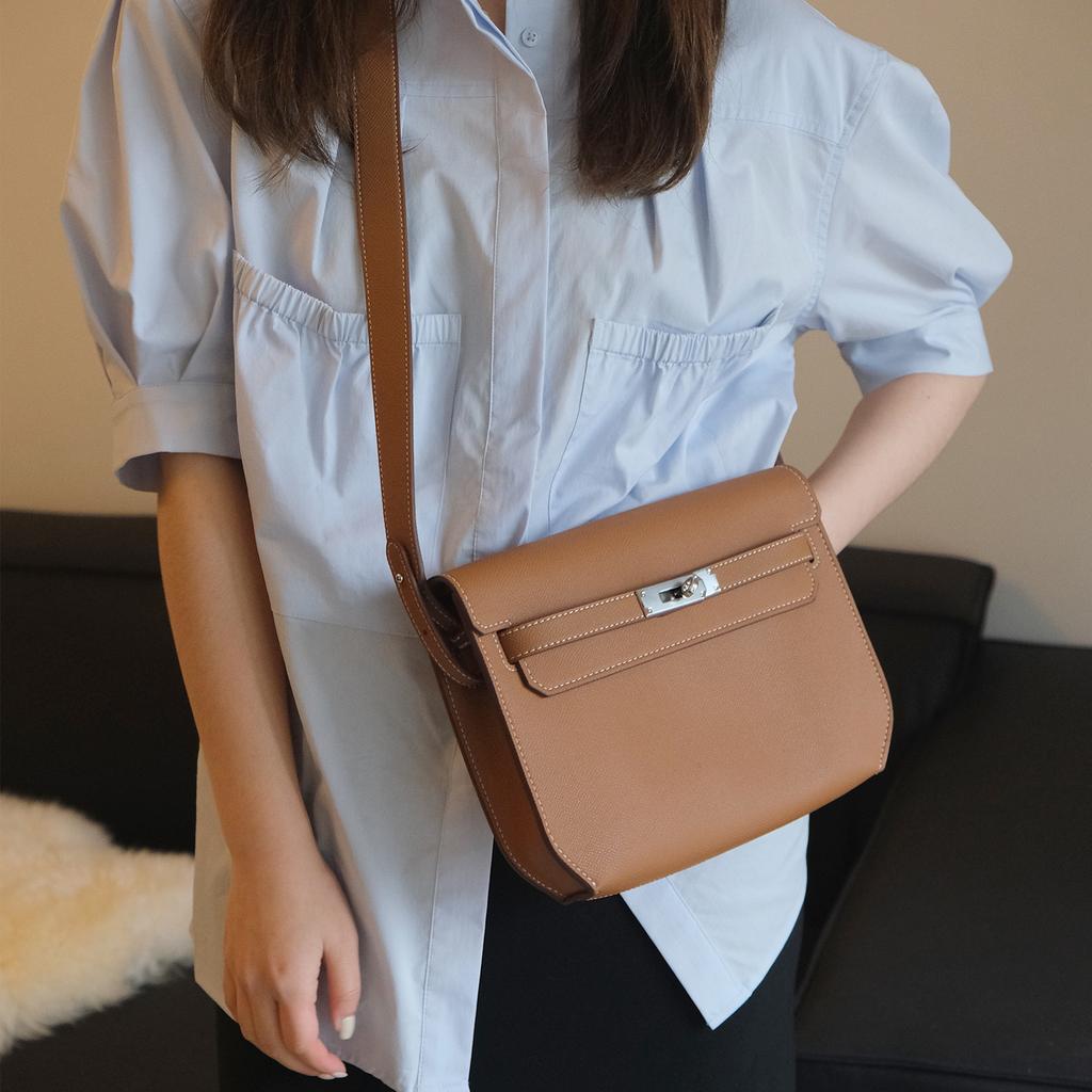 Hand-held Briefcase, Leather Single-shoulder Underarm Bag, Unisex Crossbody Messenger Bag