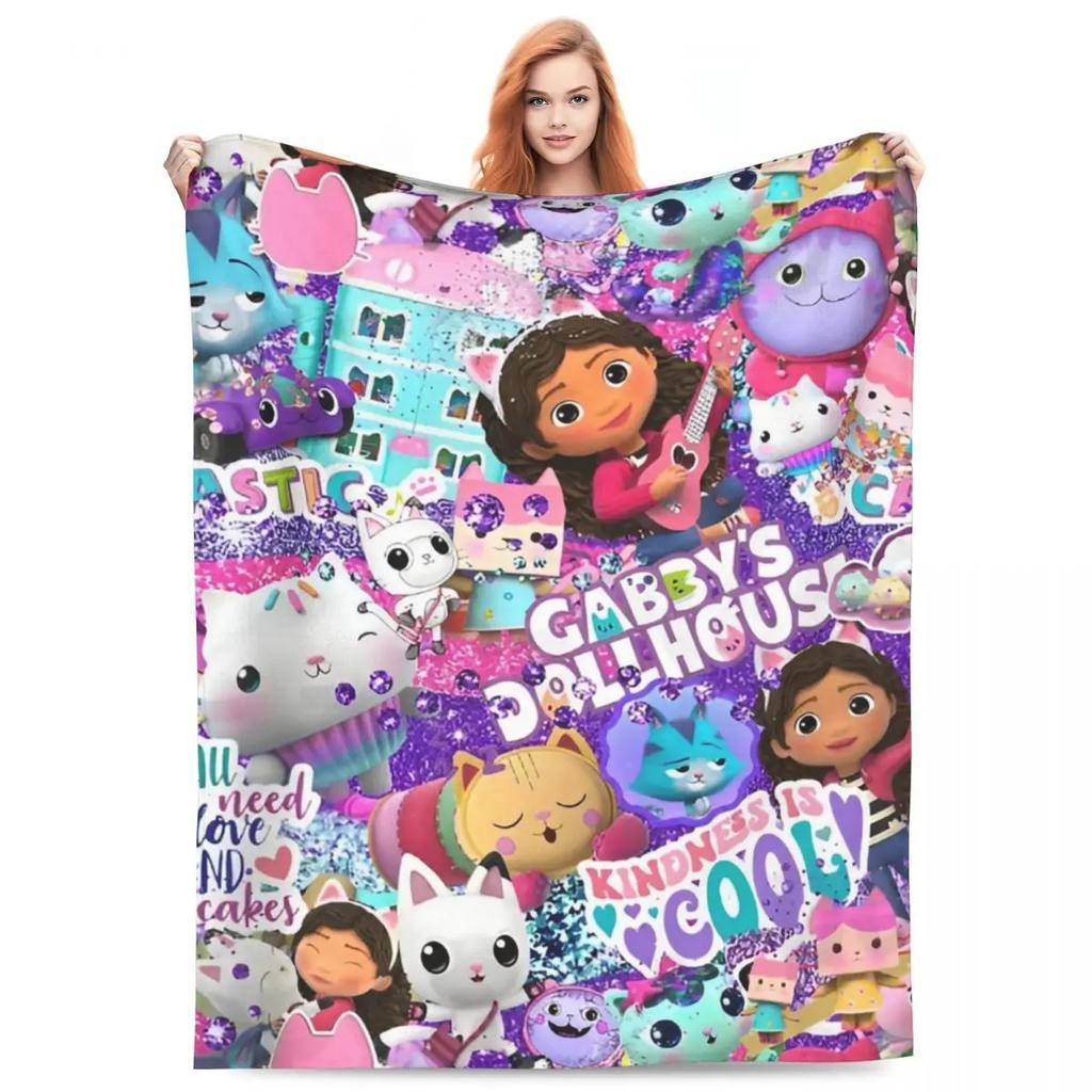 Cute G-Gabbys Girl Dollhouse Blankets Fleece Spring/Autumn Magic House Breathable Soft Throw Blanket for Bed Couch Rug Piece
