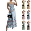 Women's Sleeveless V Neck Vintage Floral Print Maxi Dress with Side Slit Elegant Casual Summer Dress for Outdoor Events