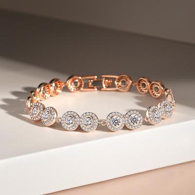Mikro kakmalı Zirkonyum Düğme Bileklik Kadın Hafif Lüks Moda Geometrik Tek sıra Yuvarlak Zirkonyum Takı