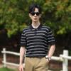 Jeep Men's Striped Lapel Polo Shirt