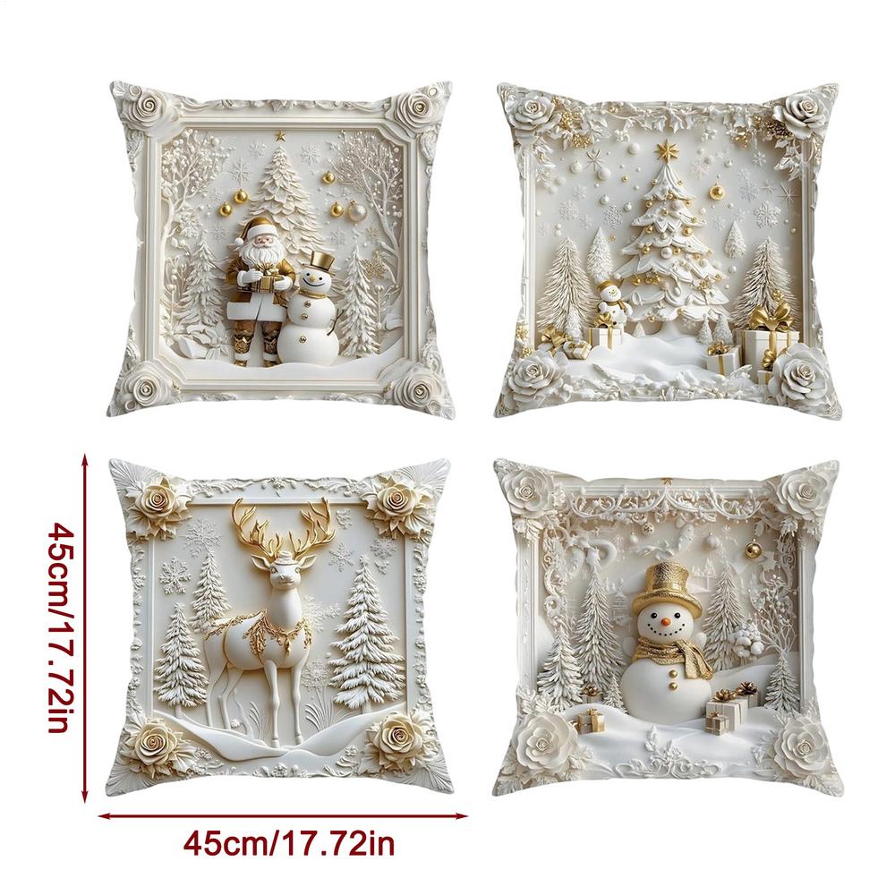 

Winter Throw Pillow Covers 4 Pieces White Elk Home Decor Christmas Couch Pillow Covers For Reading Sitting Massage Game Sofa TV