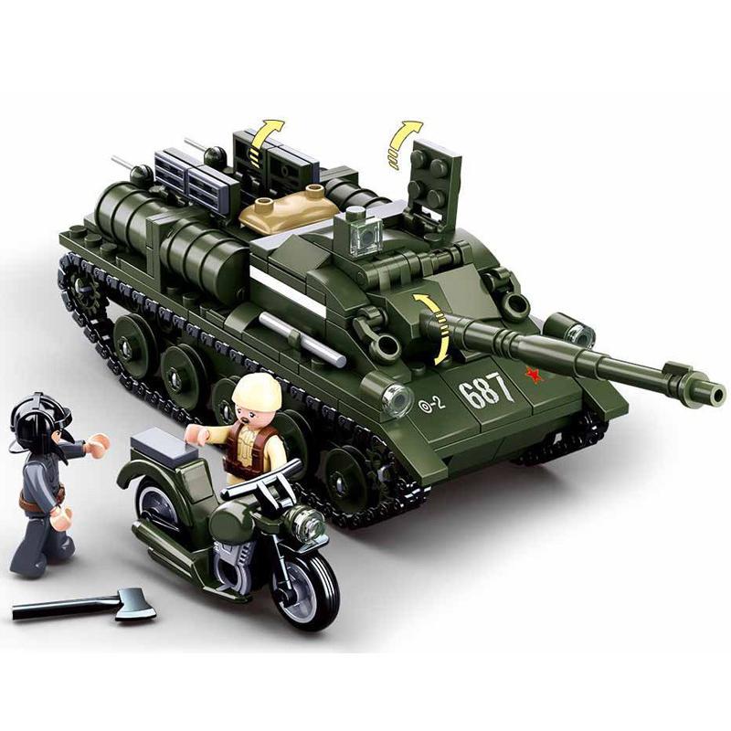 World War II Military SU-85 Tank Destroyer Bricks WWII Army Soldiers Weapons Building Blocks Classic Construction Toys For Kids