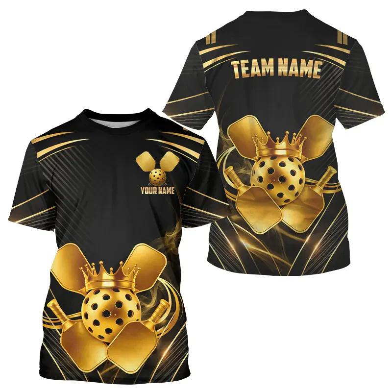 3D Print Cool Flame Graffiti Pattern Pickleball T-shirt Unisex Custom Your Name O-neck Short Sleeve Tee Shirts Summer Breathable