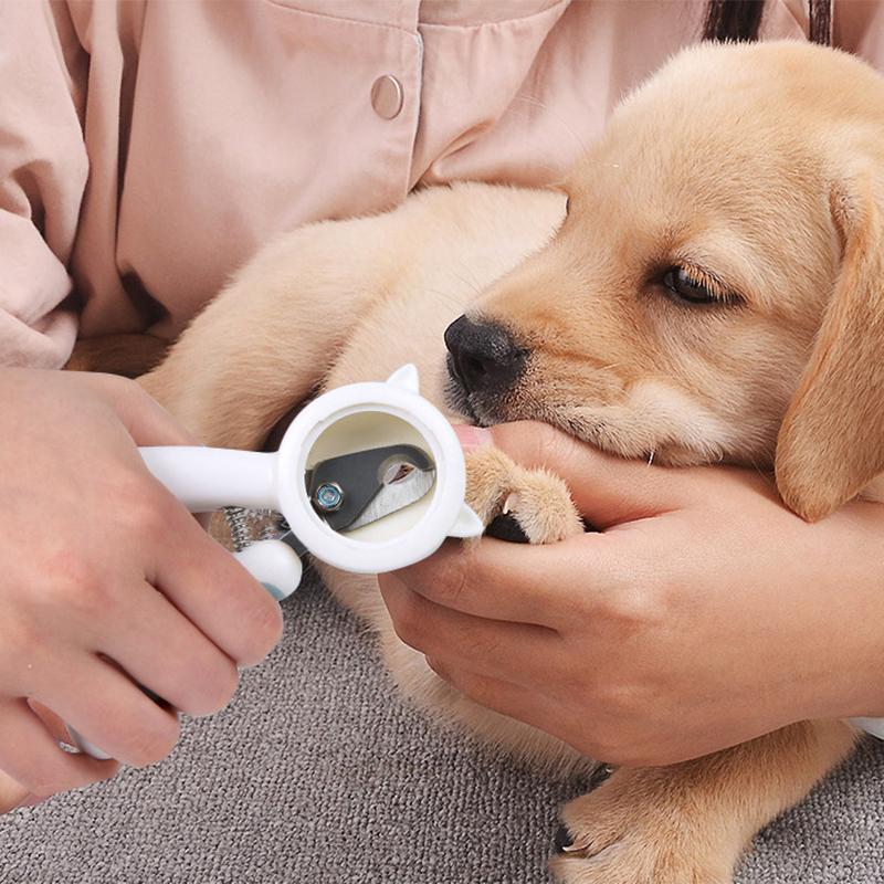 Pet Nail Clipper Cute Splashproof Stainless Steel Universal Dog Claw Trimmer with File for Cats and