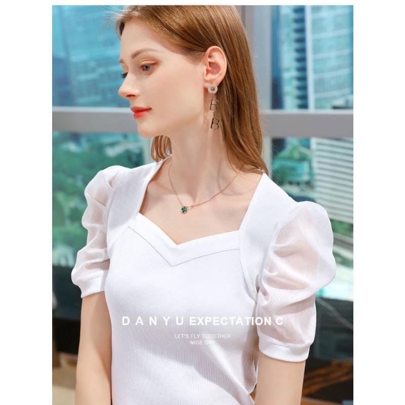 

JKASHDK Женская мода Повседневная Летняя Весна Однотонный Принт Короткие Рукава V-образный Вырез Блузки и Рубашки XXXXL белый