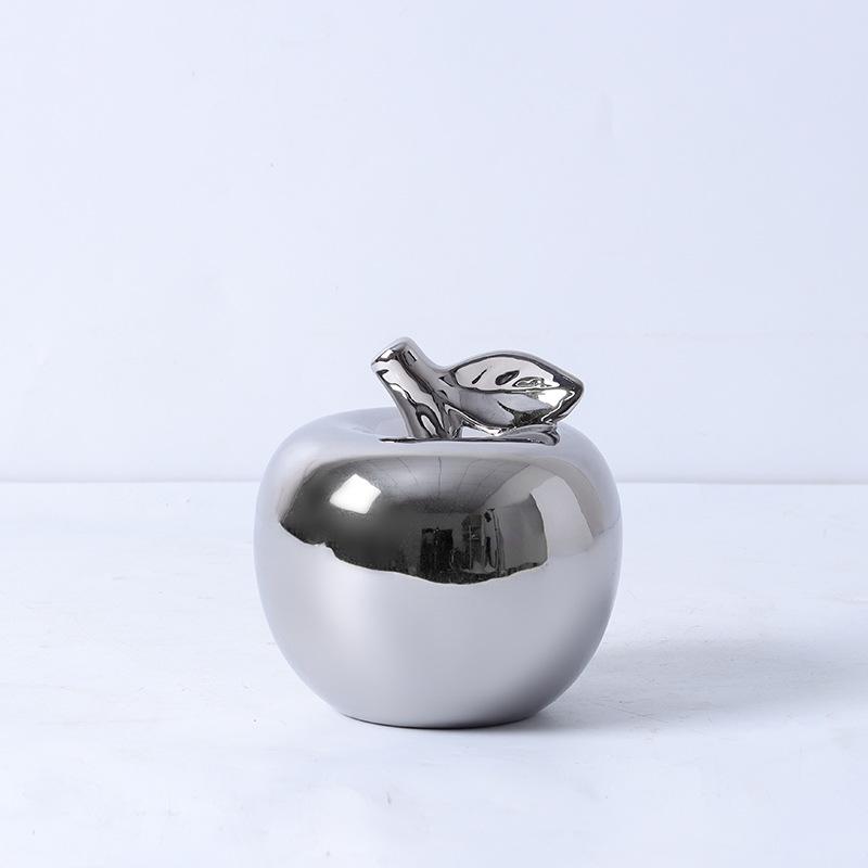 1 Pcs Ceramic Statues Golden Apple Figurines for Interior Room Fruit Decoration Ornaments Home Office Desktop Decor Accessories