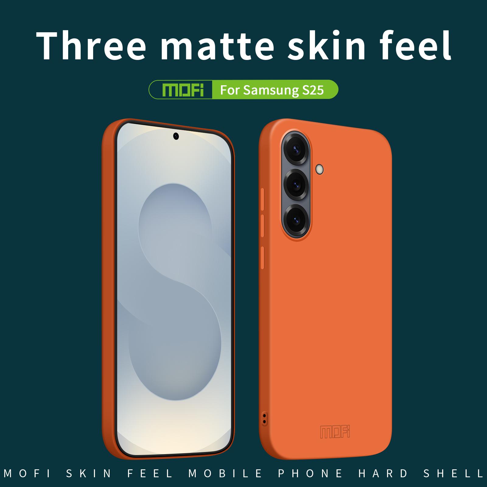 

For Samsung Galaxy S25 Phone Case MOFI JK Qin Series Skin-Touch Matte Anti-fingerprint Back Cover Orange