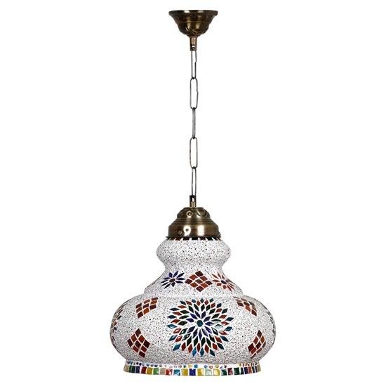 30 Cm Surahi Shaped Large Glass Mosaic Hanging Lamp for Living and Home Decoration Turkish Lamp Multicolour Bulb Not Included