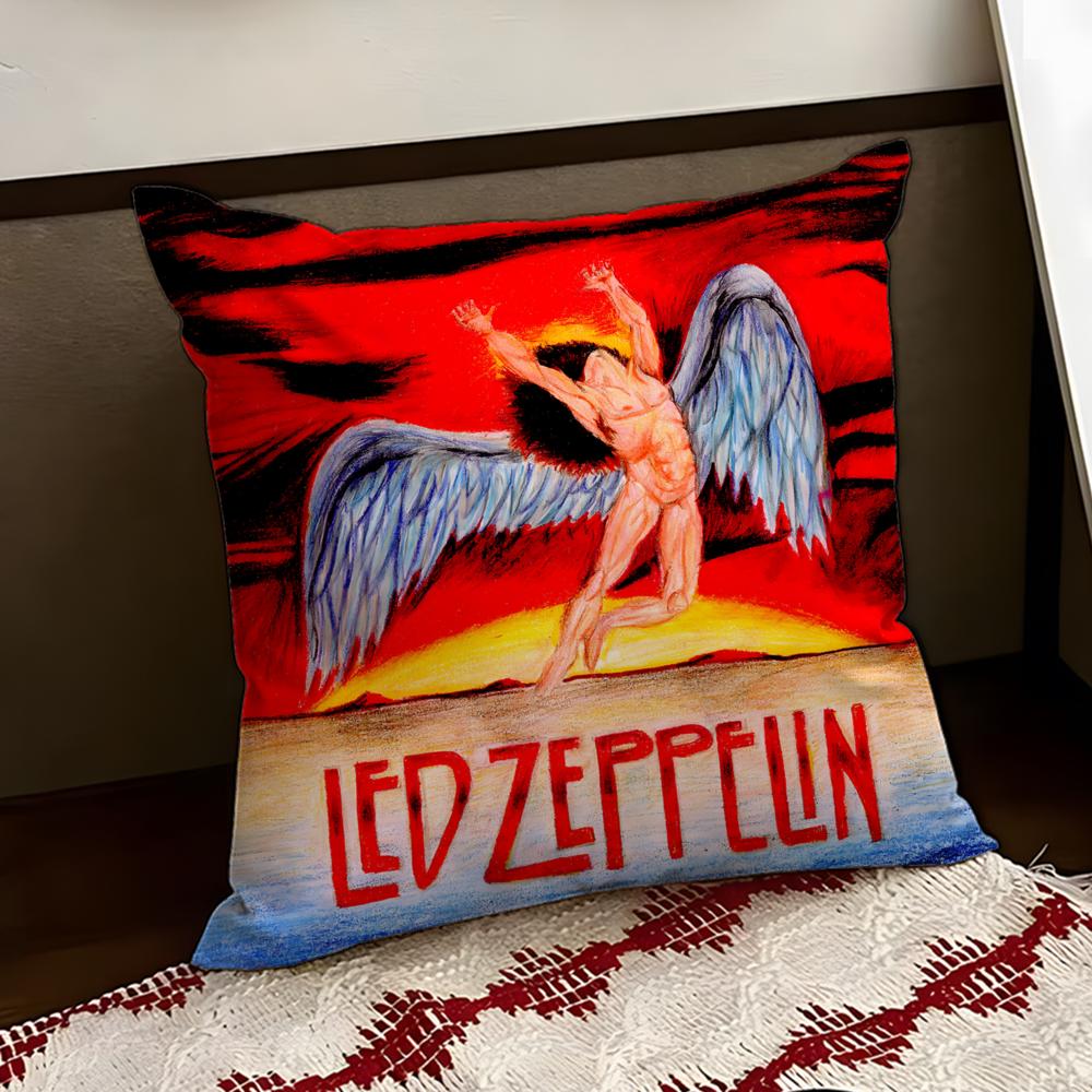 Band LLed ZZeppelin Cushion Cover Reversible Soft Durable Pillow Cover Home  Car MultiScene Use for Daily Comfort