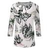 Women's Fashionable Casual Round Neck Three-Quarter Sleeve Printed T-Shirt Top