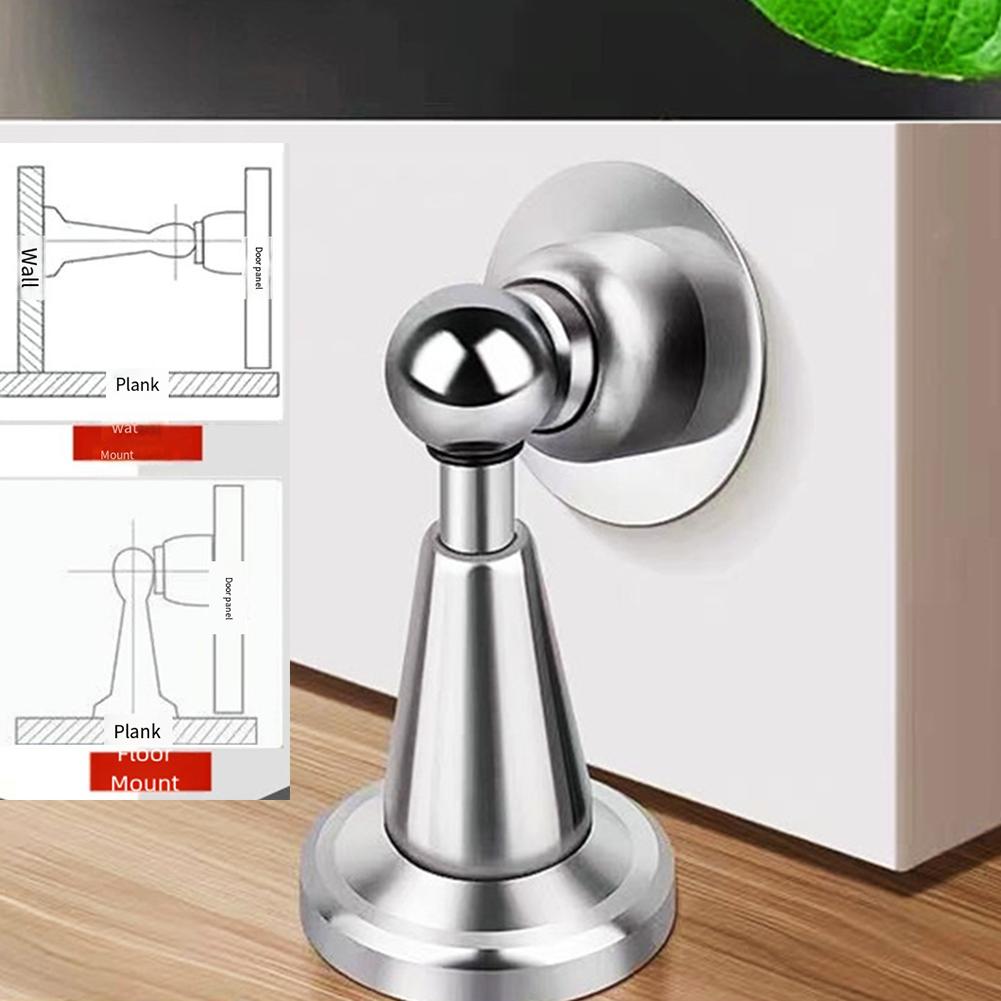 Stainless Steel Door Stop Magnetic with Hydraulic Spring Loaded Catch for Soft Door Closing and Wall Protection