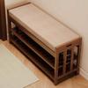 Bamboo Shoe Bench, 3-Tier Storage Rack for Entryway, End of Bed With Cushion, Hallway, Living Room, 19.7" L