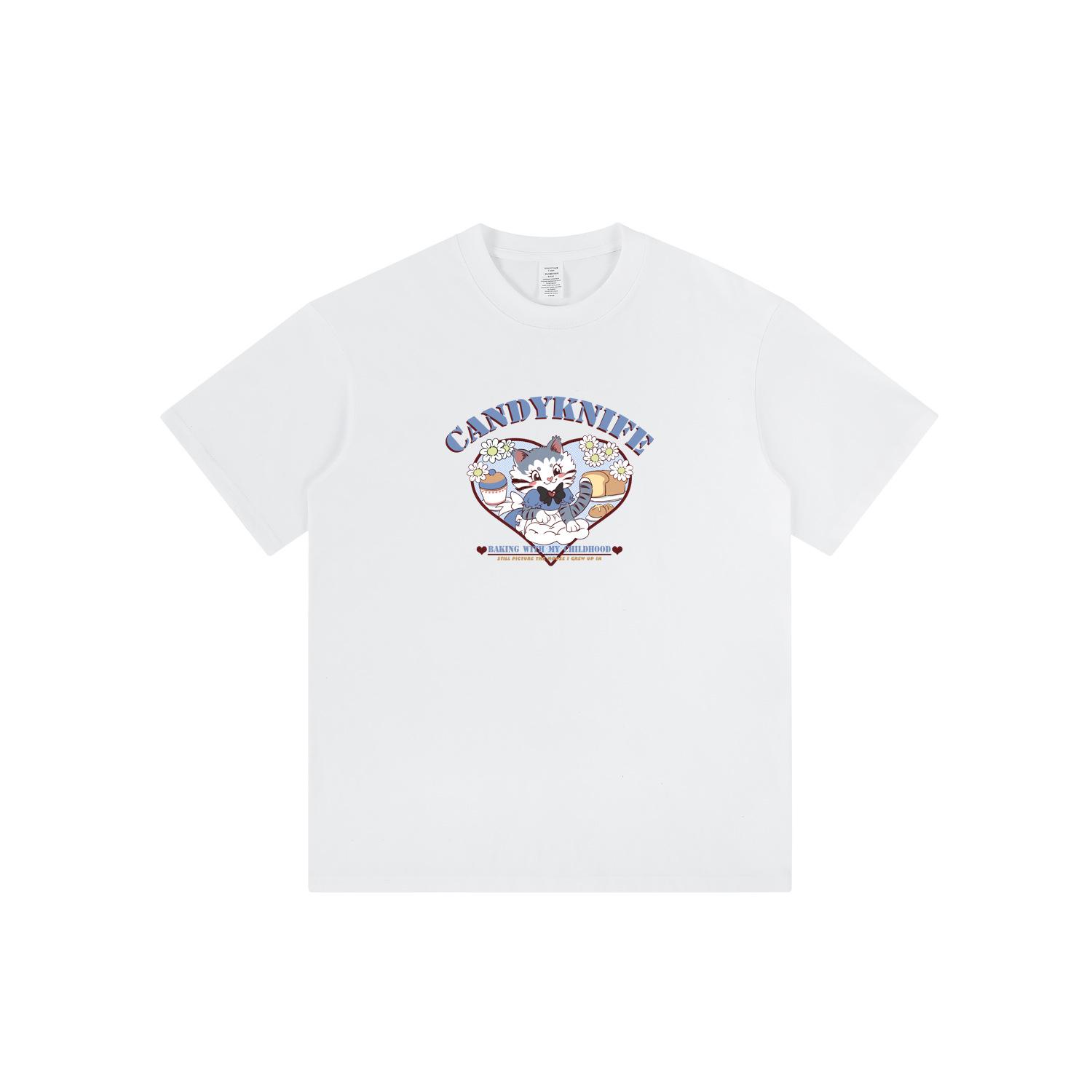 

Ленивый стиль Чистый хлопок Милый котенок Короткий рукав Повседневная футболка на лето M