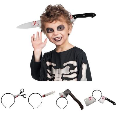 Halloween Horror Hoofdband Props Simulatie Eng Mes Bijl Schaar Cosplay Hoofdaccessoires Halloween Feest Decoratie Benodigdheden
