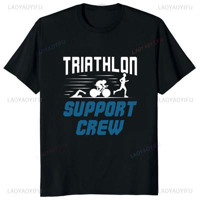 Zabawna Grafika Swimming Cycling Running Triathlon Tshirt Casual Street Wear Hiphop Mens Harajuku Style Loose Clothing