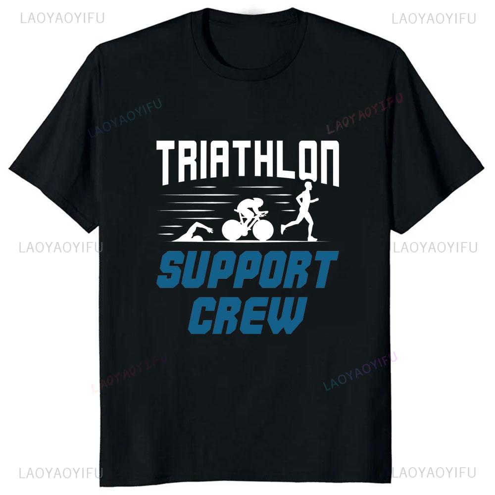 Zabawna Grafika Swimming Cycling Running Triathlon Tshirt Casual Street Wear Hiphop Unisexs Harajuku Style Loose Clothing S