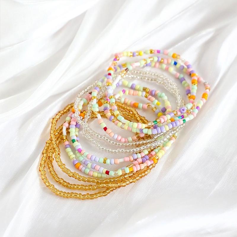 Fashion Handmade Multi Layer Glass Bead Bracelet Set Featuring Colorful Faux Crystal Designs for Fashion Foward Women