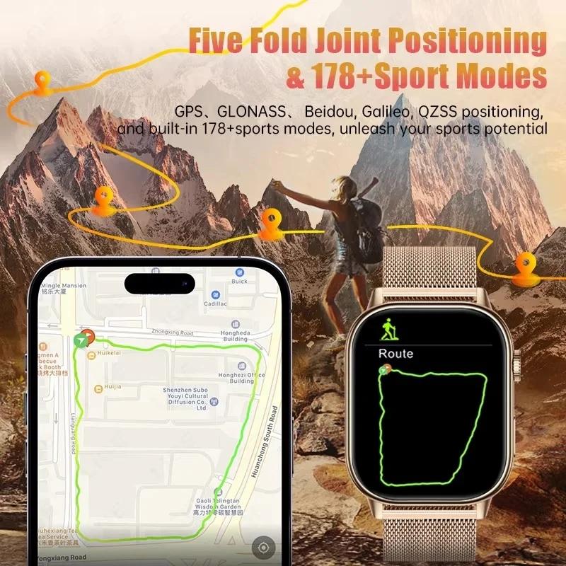 SACOSDING New GPS Positioning Smartwatch Waterproof Outdoor Fitness Tracker Blood Oxygen Sleep Monitoring Compass 170+ Sports Modes Watch